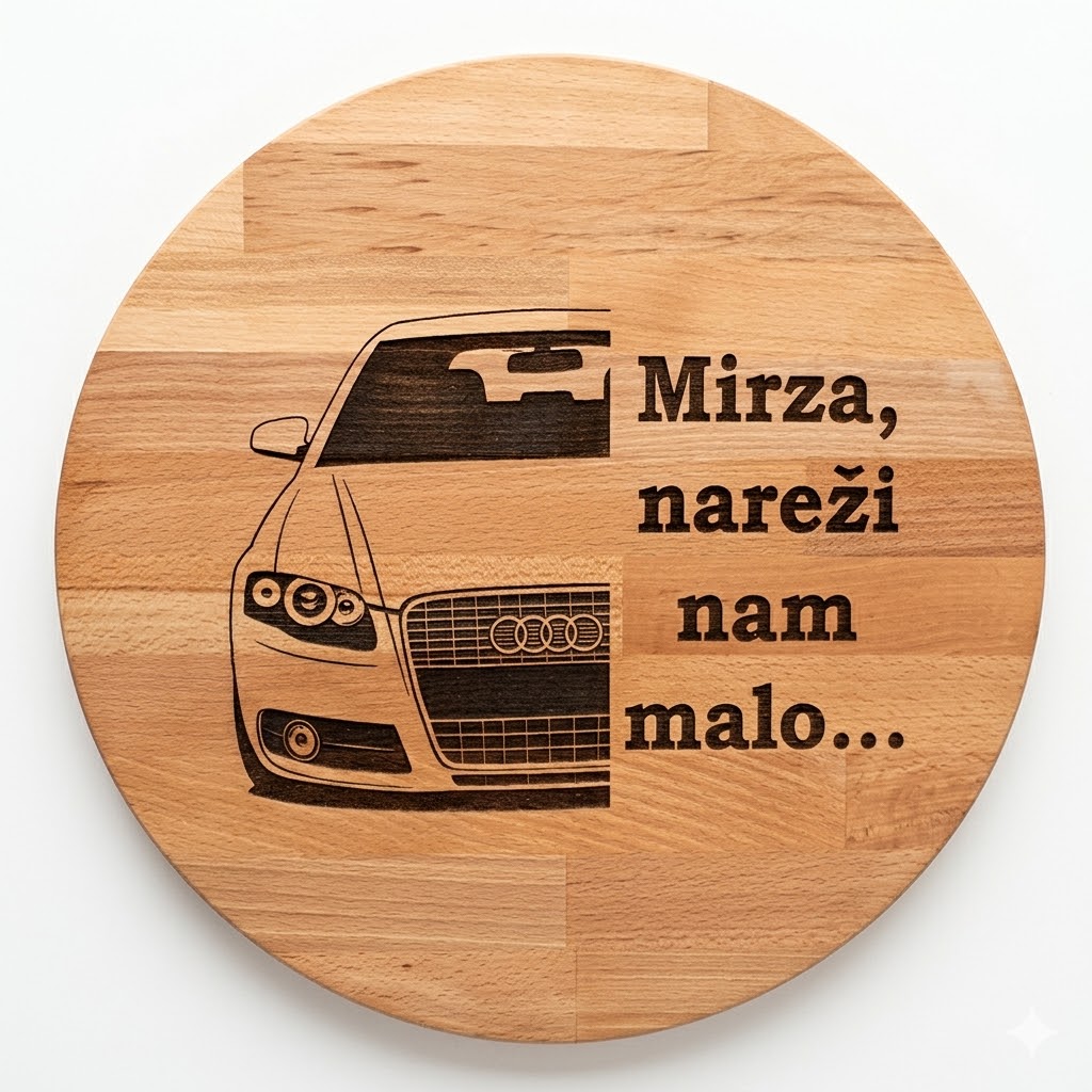 Okrugla daska za serviranje sa gravurom 1